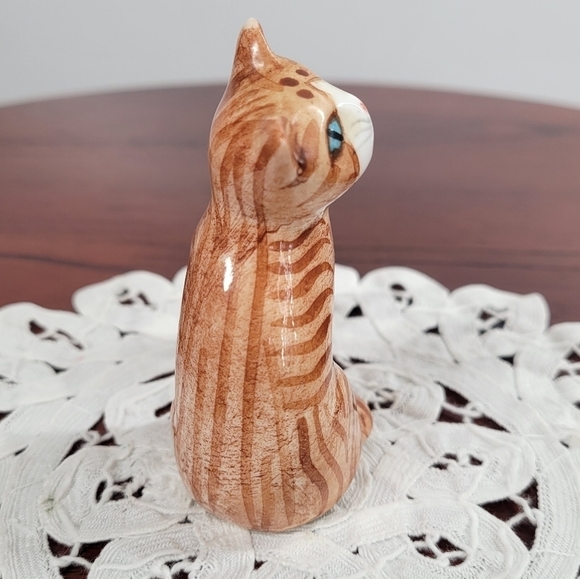 Orange Tabby Cat Figurine Fine Bone China Cute Ring Holder Jewelry Organizer Vtg - Picture 6 of 13
